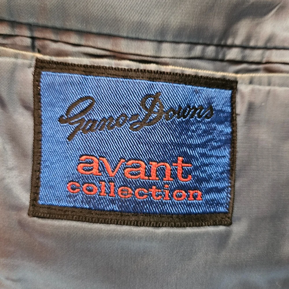 Vintage 90s Blue Wool Windowpane Blazer 40R Gano Downs‎ Avant Wool Academia